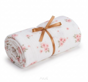 Prześcieradło muślinowe z gumką do łóżeczka 90*40 (powder blossom)