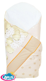 Rożek becik usztywniony zapinany na rzep (bezowy miś z podusia2)