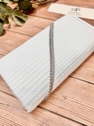 Okrycie kąpielowe wafelek bawełniane 100x100 BOHO white koronka grey