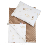 Pościel do wózka / kołyski MINKY (brąz +wróbelki)