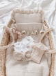 Pościel z wypełnieniem do wózka / kołyski / kosza mojżesza muślinowa z koronką (waniliowy beż) - 2