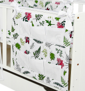 Przybornik na łóżeczko "KOKARDKA" (jarzebina +biały gładki)