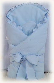 Rożek becik niemowlęcy wiązany (niebieski wafelek)