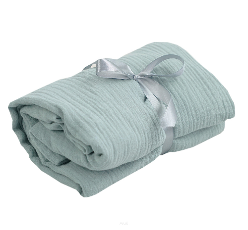 Prześcieradło muślinowe z gumką do łóżeczka 100*50 (miętowe)