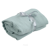 Prześcieradło muślinowe z gumką do łóżeczka 100*50 (miętowe)