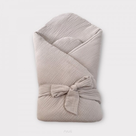 Rożek becik muślinowy, otulacz, kołderka, mata z wypełnieniem 4w1 (karmelowy brąz)