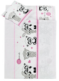 2 pościel do przedszkola 80*220 +gratis (pandy biało różowe)