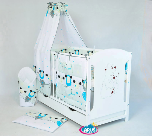 ARUŚ 6 el. pościel bawełniana 120*90 (5-owca z sercem niebieska)