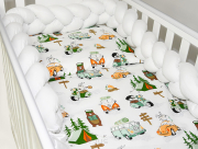 3 el.Pościel do łóżeczka 120x90 "Nature&Flowers" (kemping zielony +biały warkocz)