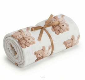 Prześcieradło muślinowe z gumką do łóżeczka 100*50 (cuddle friends)