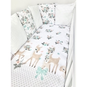 10 el.Pościel do łóżeczka 120x90 "MODUŁOWA" (bambi +popiel kropki)