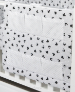 Przybornik na łóżeczko "KOKARDKA" (małe myszki popiel +kropki popiel)