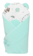Rożek becik niemowlęcy VELVET (mięta +wianuszki zielone) - 2