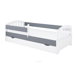 Łóżko dziecięce z szufladą z barierką 160X80 LUIZA biało/szara