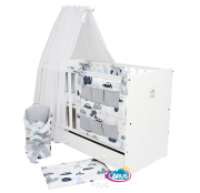 4 el.Pościel do łóżeczka 120x90 dwustronna "KOKARDKA" 120x90 (samochody w górach +popiel gladki)