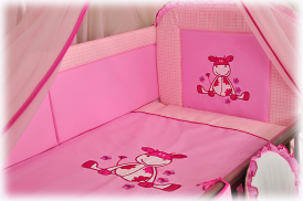 2 elementowa pościel HAFTOWANA (różowa krówka)