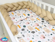 3 el.Pościel do łóżeczka 120x90 "Nature&Flowers" (niedźwiadki +beżowy warkocz)