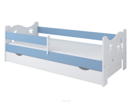 Łóżko dziecięce z szufladą z barierką 160X80 BETTY biało niebieski