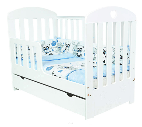 13 el.łóżeczko z szufladą/tapczanik SISI biała materac pościel