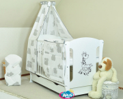 ARUŚ 4 el. pościel do łóżeczka 120*90 (131-popiel misie na bialym)