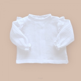 Koszula muślinowa z falbanką na ramionach (biała)
