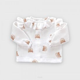 Koszula muślinowa z falbanką (little teddy)