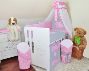 9 el.Pościel z aplikacją 120x90 "Grochy" (różowo popielate)