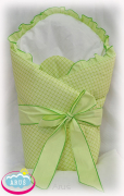 Rożek becik niemowlęcy wiązany (zielona kratka)