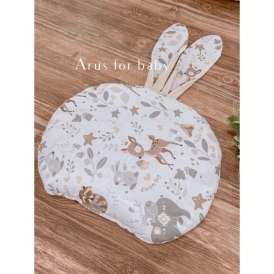 Poduszka dwustronna wafelek BUNNY (beż +zwierzaki leśne beżowe)