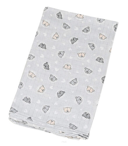 Pielucha pieluszka tetrowa kolorowa 70*80 (małe misie szare)