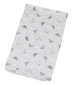Pielucha pieluszka tetrowa kolorowa 70*80 (małe misie szare)