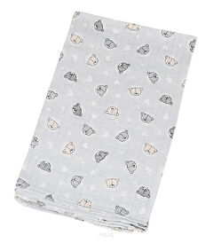 Pielucha pieluszka tetrowa kolorowa 70*80 (małe misie szare)