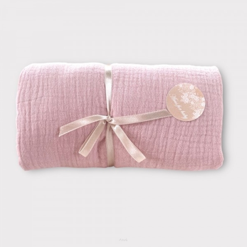 Prześcieradło muślinowe z gumką 120*60 (róż pudrowy)