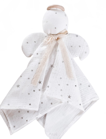 Przytulanka muślinowa dla niemowląt Aniołek Antoś +opcja haftu