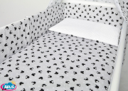 3 el.Pościel do łóżeczka 120x90 "DWUSTRONNA" myszki popielate +kropki popielate