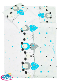 5 pościel do przedszkola 80*220 z workiem+gratis (owca z sercem niebieska)