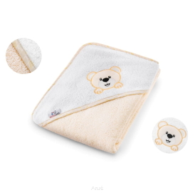 Okrycie kąpielowe ręcznik z kapturkiem 100% bawełna 100x100 (beżowy miś)