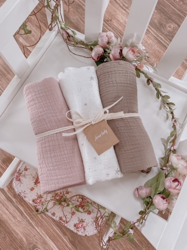 Otulacze pieluszki muślinowe Double Gauze zestaw 3szt (A)