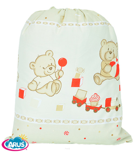 Worek na pościel do przedszkola (beżowe misie cukierki)