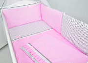 3 el.Pościel do łóżeczka 120x90 "Sweet" różowa koronka