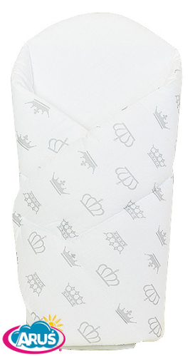 Rożek becik usztywniony zapinany na rzep (popiel korony na białym)