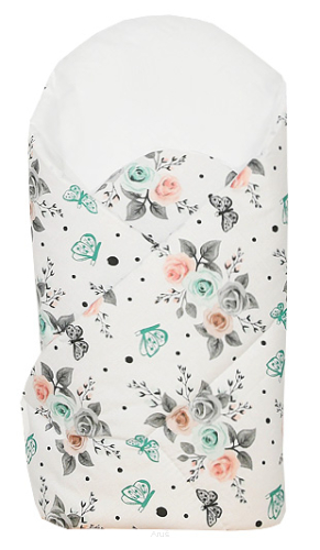 Rożek becik usztywniony zapinany na rzep (białe różyczki)