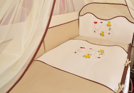 7 el.Pościel do łóżeczka 120x90 "PASKI"  (pszczółki)