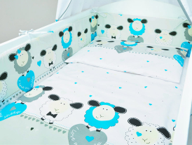 ARUŚ 2 el. pościel do łóżeczka 120*90 (5-owca z sercem niebieska)