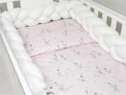 5 el.Pościel do łóżeczka 120x90 "Nature&Flowers" (różowe gąski +biały)