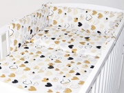 ARUŚ 3 el. pościel do łóżeczka 120*90 (190-serduszka złoto czarne)