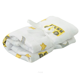 Prześcieradło muślinowe z gumką do łóżeczka 120*60 (night ride)