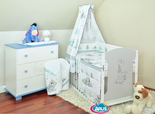 ARUŚ 6 el. pościel bawełniana 120*90 (14-zielone misie dmuchawce)