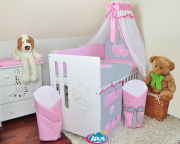 14 el.Pościel z aplikacją 120x90 "Grochy" (różowo popielate)