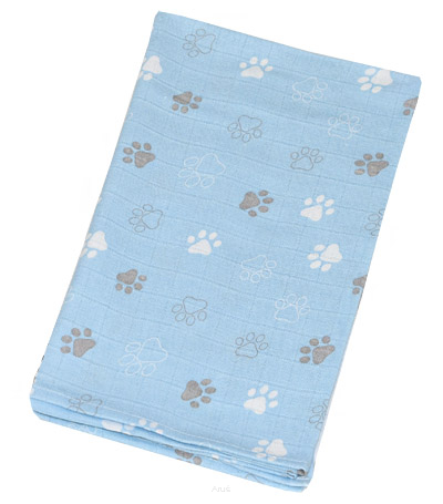 Pielucha pieluszka tetrowa kolorowa 70*80 (łapki niebieskie)